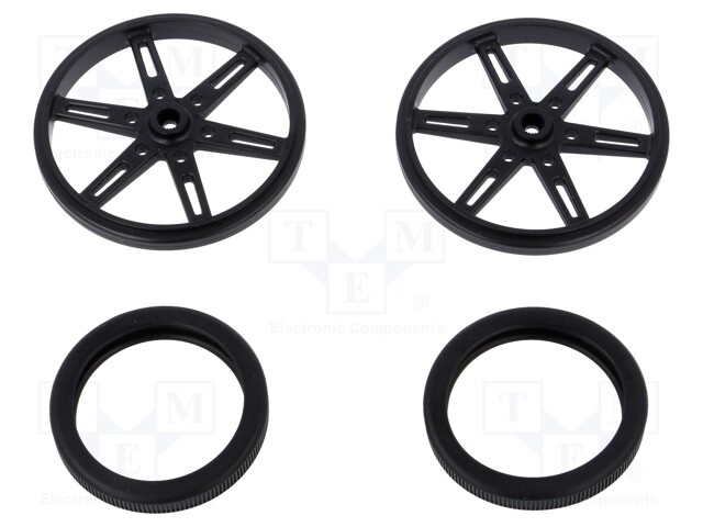 Wheel; black; Pcs: 2; push-in,screw; Ø: 70mm; Shaft dia: 5.8mm; W: 8mm