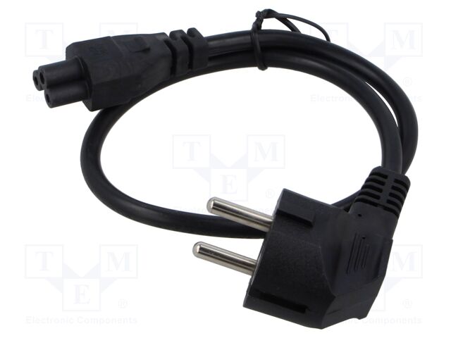Cable; 3x0.75mm2; CEE 7/7 (E/F) plug angled,IEC C5 female; PVC