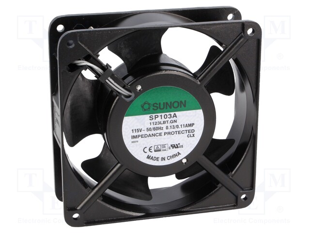 Fan: AC; axial; 115VAC; 120x120x38mm; 122m3/h; 37dBA; ball bearing