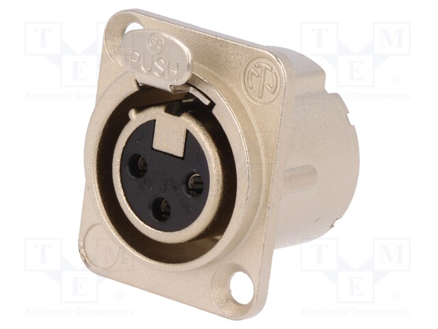 Socket; XLR; female; PIN: 3; flange (2 holes),for panel mounting