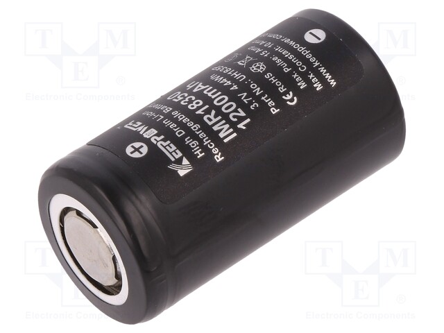 Re-battery: Li-Ion; 18350; 3.7V; 1200mAh; Ø18.3x35mm; 10A