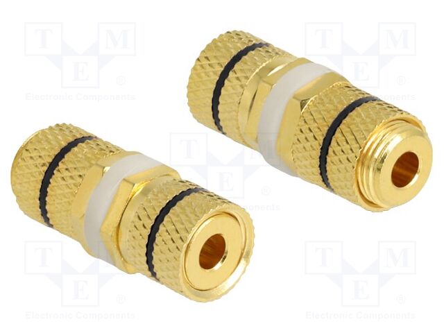 Adapter; banana socket,both sides; Plating: gold-plated; 9.5mm