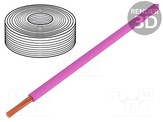 Wire; LiY; stranded; Cu; 0.14mm2; pink; PVC; 500V; 500m; Class: 5