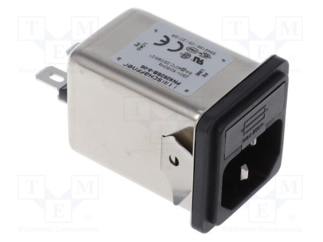 Connector: AC supply; socket; male; 6A; 250VAC; -25÷85°C; 3mH; 220nF