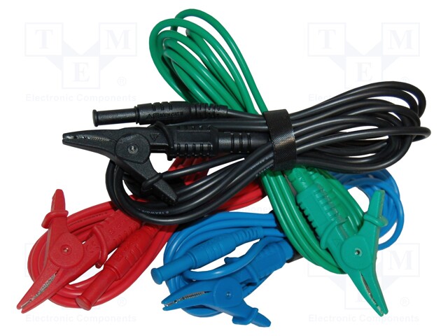 Set of test leads; Len: 3m; test leads x4; black,red,blue,green