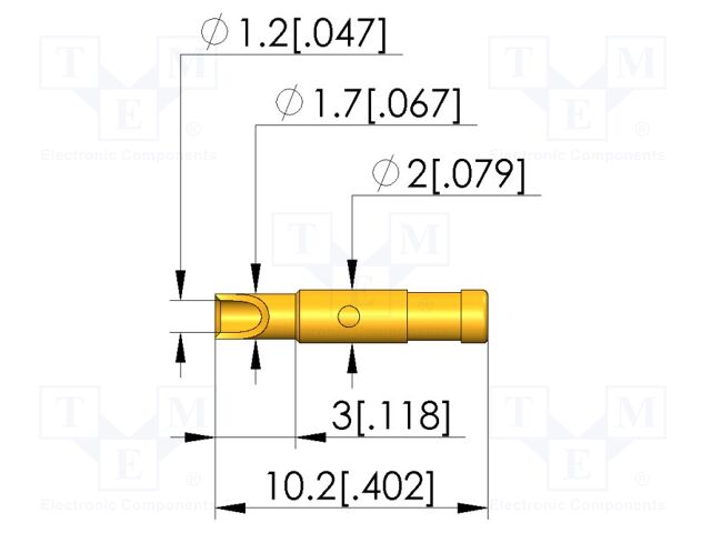 Test plug; L: 10.2mm; test needles; Dim: Ø1.2x10.2mm; plug