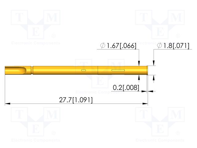 Test probe socket; gold-plated; KS-100; Flange height: 0.2mm