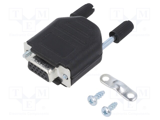 D-Sub HD; PIN: 15; plug; female; shielded; soldering; for cable
