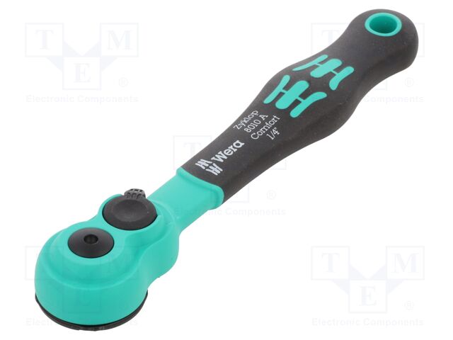 Wrench: rattle; 1/4"; Zyklop Comfort; narrow profile; 144mm