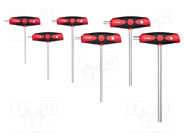 Key set; hexagon keys; chromium plated steel; Pcs: 6