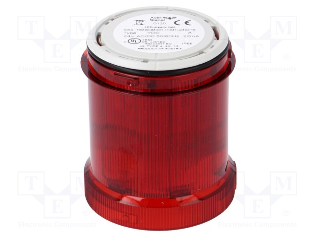 Signaller: lighting; LED; red; Usup: 24VDC; Usup: 24VAC; IP66