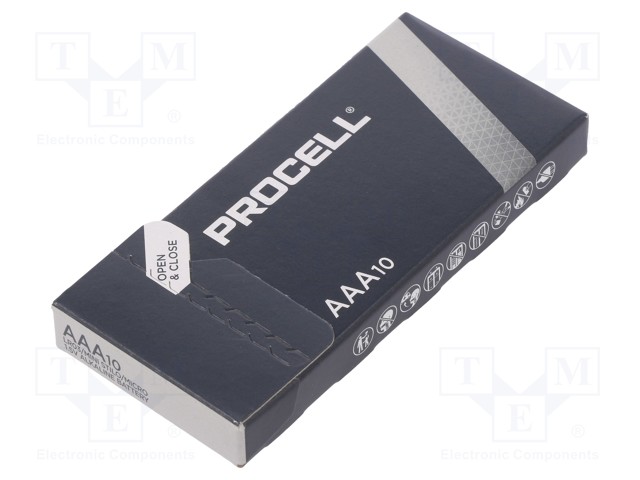 Battery: alkaline; 1.5V; AAA,R3; Batt.no: 10; non-rechargeable