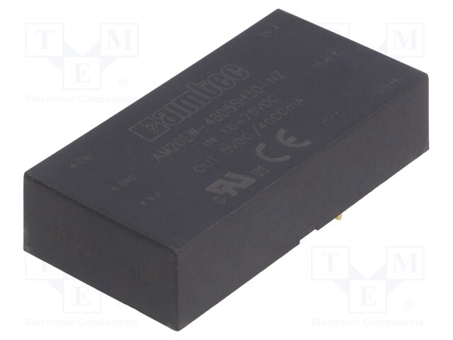 Converter: DC/DC; 20W; Uin: 18÷75V; 5VDC; Iout: 4A; 2"x1"; 24g