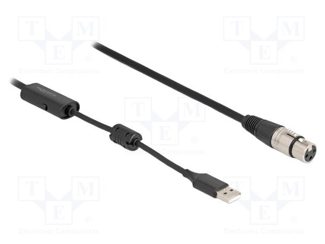 Cable; USB A plug,XLR female 3pin; 3m; black; 26AWG