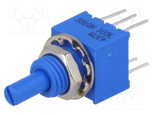 Potentiometer: shaft; single turn; 10kΩ; ±20%; 0.25W; linear; THT