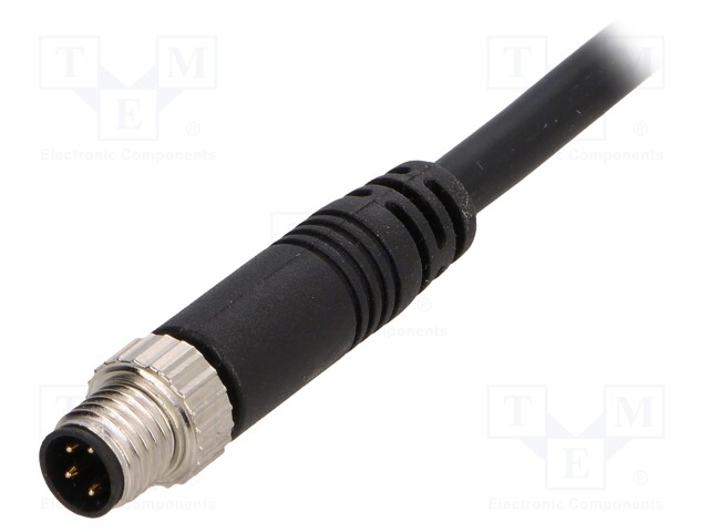 Connector: M8; 2m; male; PIN: 4; straight; plug; 3A; 30V; IP67