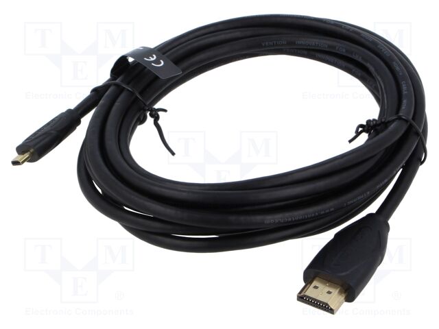 Cable; HDMI plug,micro HDMI plug; PVC; HDMI 2.0; 3m; black
