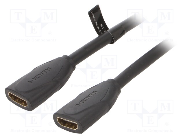 Cable; HDMI 2.0; HDMI socket,both sides; 0.5m; black; 30AWG