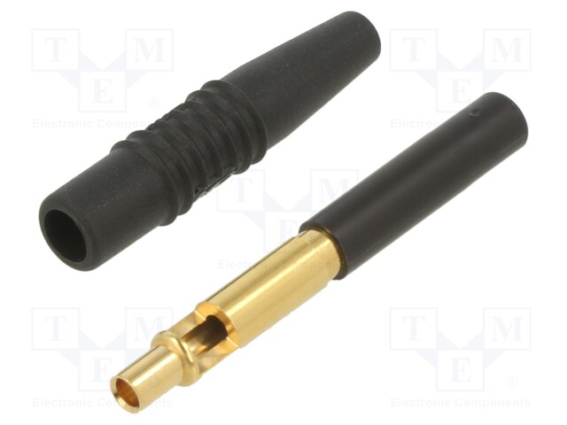 Socket; 4mm banana; 19A; 300V; black; insulated; 1mm2; gold-plated