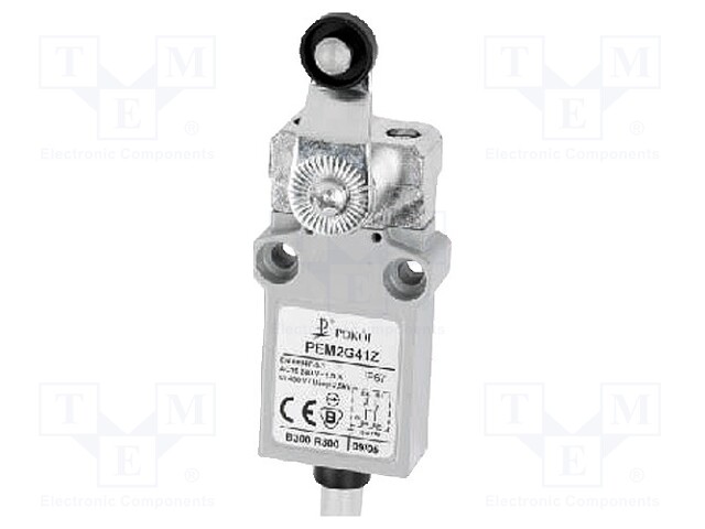 Limit switch; lever R 27mm, plastic roller Ø14mm; NO + NC; 5A