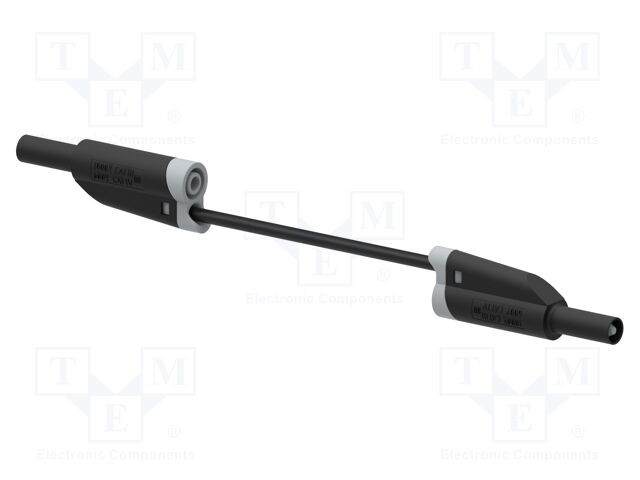 Test lead; 20A; banana plug 4mm,both sides; Len: 0.5m; black