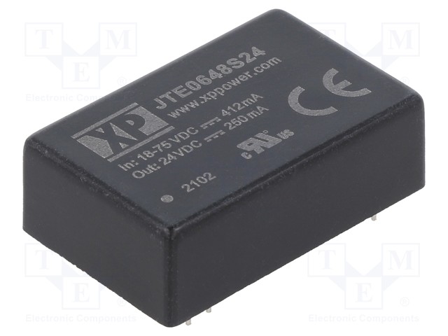 Isolated Board Mount DC/DC Converter, 4:1 Input, ITE, 1 Output, 6 W, 24 V, 250 mA