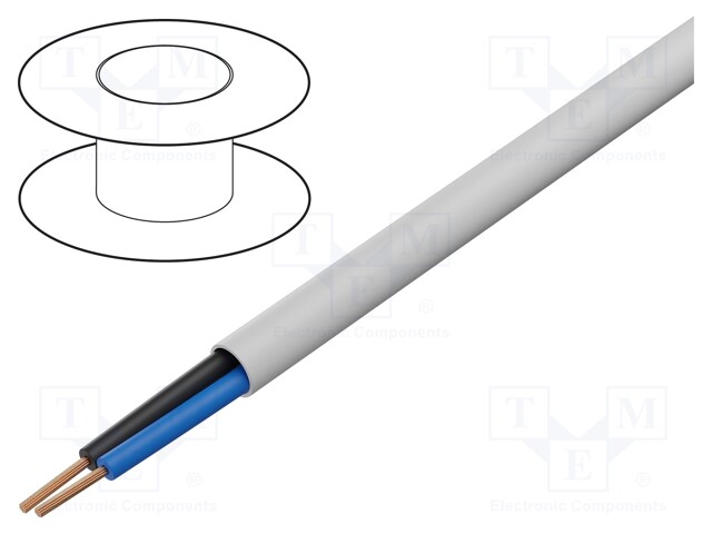 Wire; H05VV-F/SJT; 2x15AWG; stranded; Cu; PVC; white; 300V; 15AWG