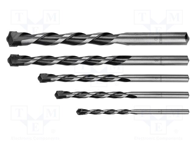 Drill bit; for concrete; cemented carbide; 5pcs.