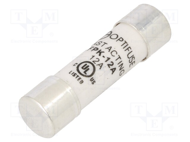 Fuse: fuse; quick blow; 12A; 600VAC; 600VDC; 13.3x38mm