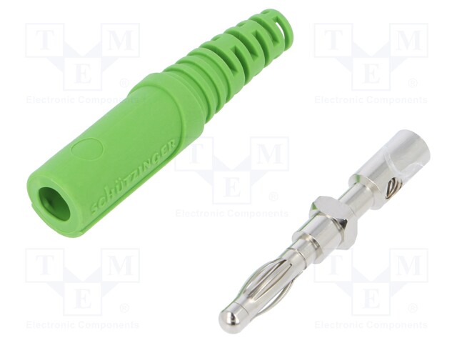 Plug; 4mm banana; 32A; 70VDC; green; Max.wire diam: 4mm