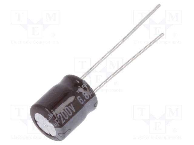Capacitor: electrolytic; THT; 6.8uF; 200VDC; Ø8x9mm; Pitch: 3.5mm