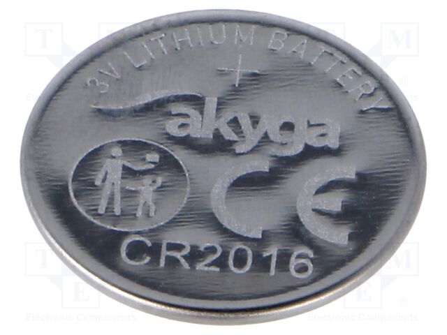 Battery: lithium; CR2016,coin; 3V; 90mAh; non-rechargeable