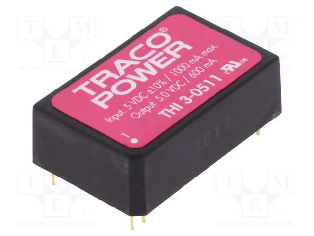 Converter: DC/DC; 3W; Uin: 4.5÷5.5V; 5VDC; Iout: 600mA; DIP24; 60kHz