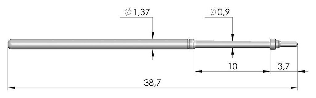 Test needle; Operational spring compression: 9.3mm; 8A; Ø: 0.64mm