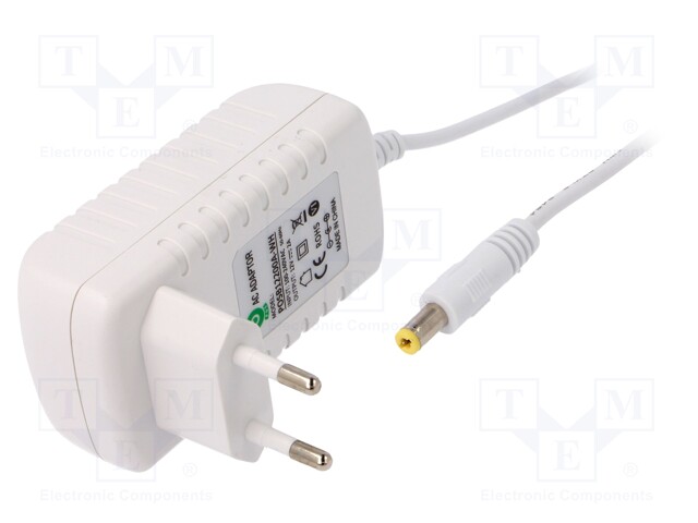 Power supply: switched-mode; 12VDC; 2A; Out: 5,5/2,1; 24W; Plug: EU