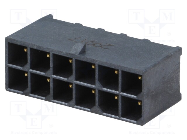 Socket; wire-board; male; Mega-Fit; 5.7mm; PIN: 12; Layout: 2x6; 23A