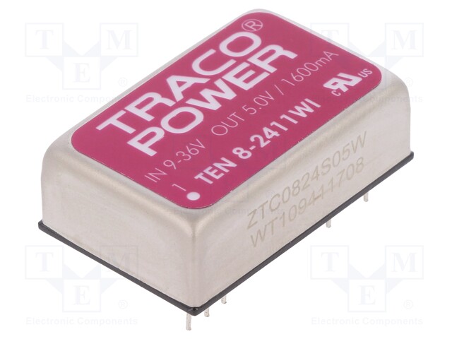 Converter: DC/DC; 8W; Uin: 9÷36V; 5VDC; Iout: 1600mA; DIP24; 18g