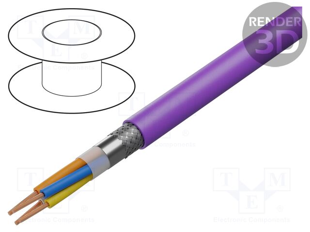 Wire: data transmission; chainflex® CF898; 4x0.34mm2; violet