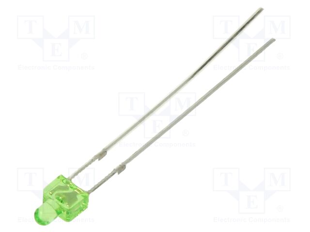 LED; green; 2mm; 750mcd; 120°; Front: flat; tower; No.of term: 2; THT