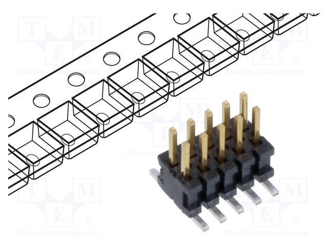 Connector: pin strips; male; PIN: 10; 1.27mm; gold flash; SMT; reel