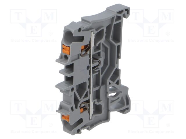 DIN Rail Mount Terminal Block, Through, 2 Ways, 12 AWG, 12 AWG, 2.5 mm², Clamp, 24 A