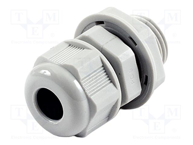 Cable gland; PG9; IP68; nylon; UL94V-2; grey