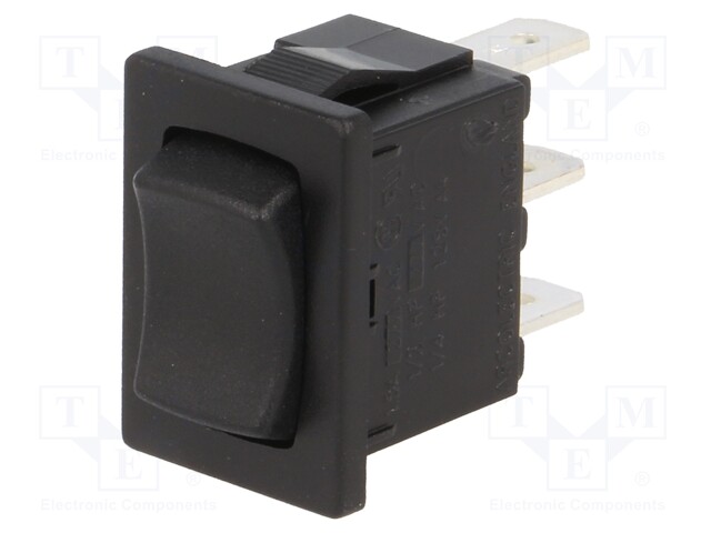 ROCKER; SP3T; Pos: 3; ON-OFF-ON; 10A/250VAC; 10A/28VDC; black; none
