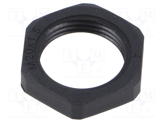 Nut; M20; 26mm; black; -40÷100°C; Thread: metric; Pitch: 1.5