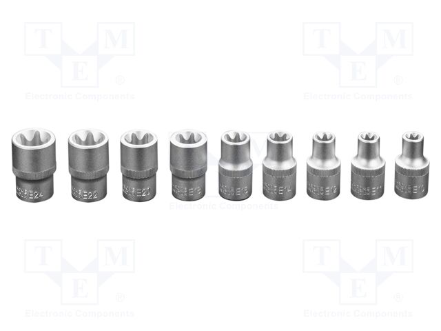 Wrenches set; Torx® socket,socket spanner; Mounting: 1/2"; 9pcs.