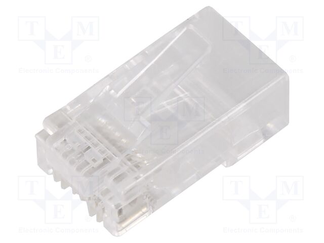 Plug; RJ45; PIN: 8; Cat: 5e; pass through; Layout: 8p8c; for cable
