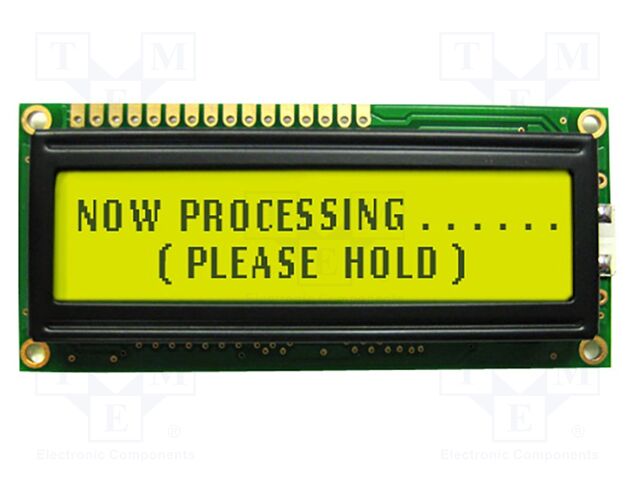 Display: LCD; STN Positive; 20x2; yellow-green; 80x36mm; LED; 1x16