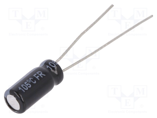 Capacitor: electrolytic; low impedance; THT; 22uF; 50VDC; Ø5x11mm