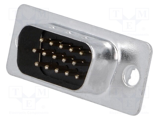 D-Sub HD; PIN: 15; plug; male; stamped and formed contacts