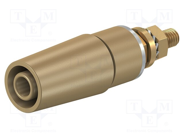 Socket; 4mm banana; 32A; 1kV; brown; gold-plated; insulated